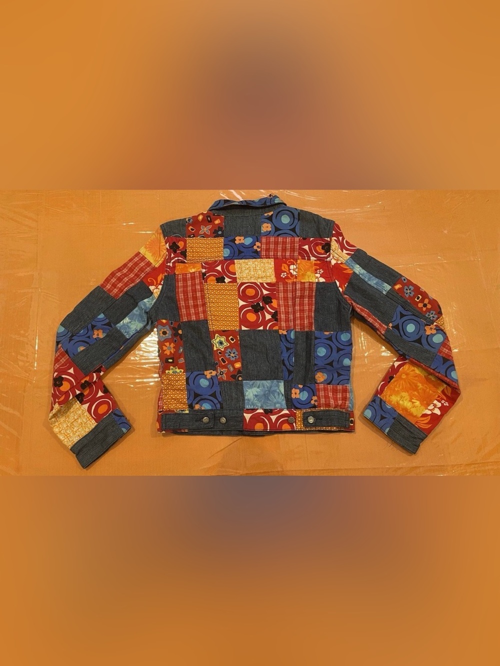 Calvin Klein Y2K Kids Patchwork Cotton Jacket Multicolor Fall School Retro Large